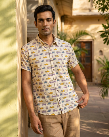 Tuk -Tuk Classic Cotton Half Sleeves Shirts For Men - Gray