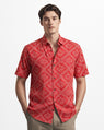 Cotton Half Sleeve Bandhej Print Roka Shirt for Men