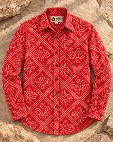 Paprika Bandhej Roka Shirt – Full Sleeve Cotton As seen on Anshuman Jha at Cannes 2026