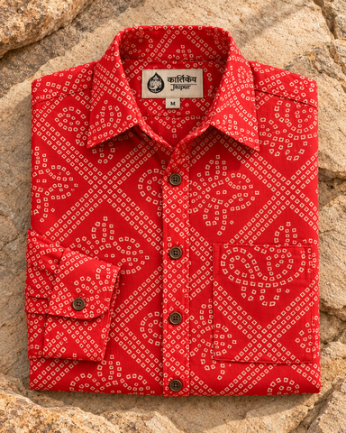 Paprika Bandhej Roka Shirt – Full Sleeve Cotton As seen on Anshuman Jha at Cannes 2026
