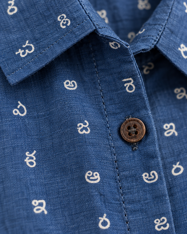 Heritage Telugu Script Half Sleeves Shirt for Women