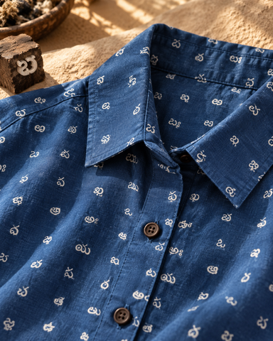 Heritage Telugu Script Half Sleeves Shirt for Women