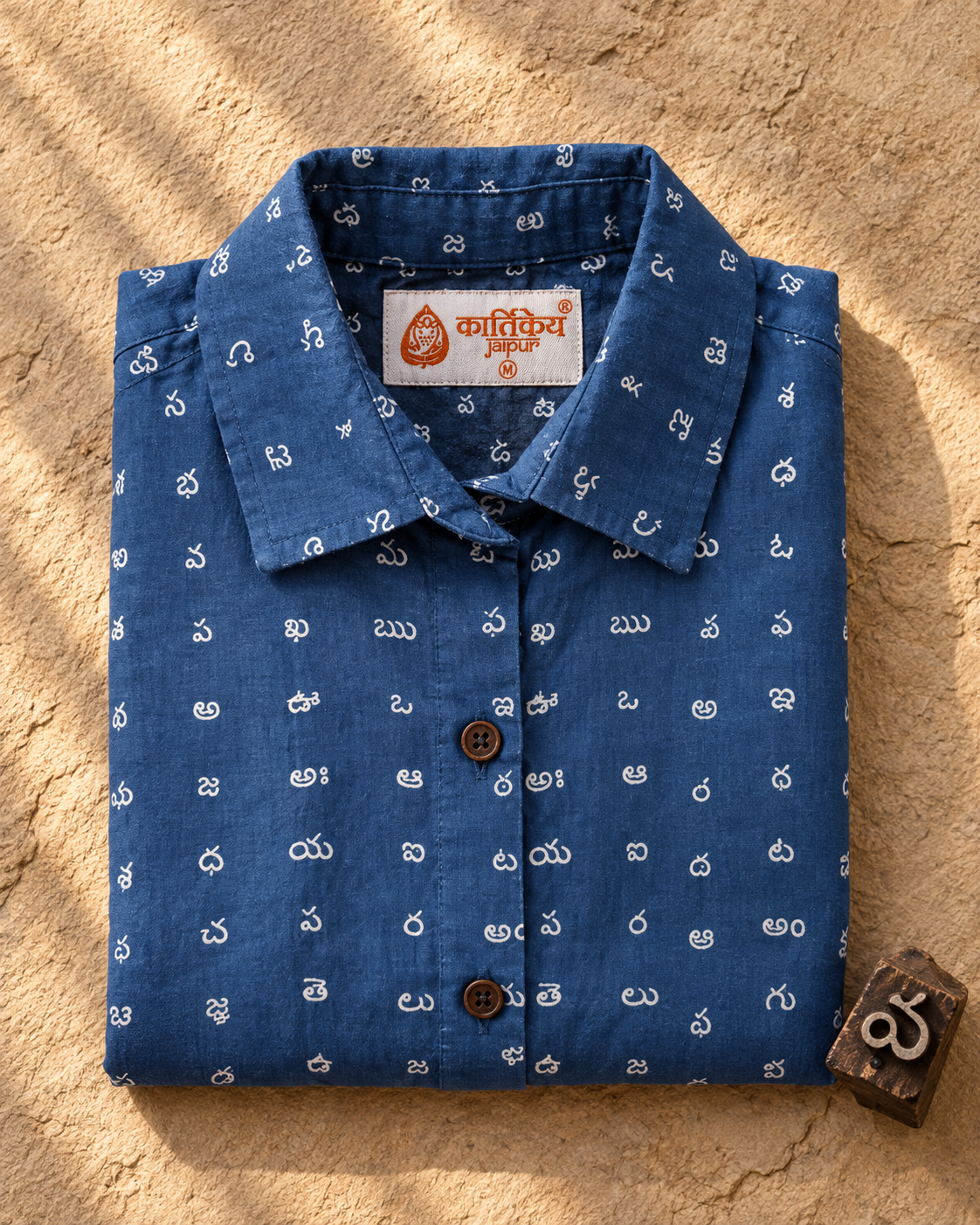 Heritage Telugu Script Half Sleeves Shirt for Women