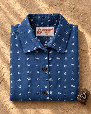 Heritage Telugu Script Half Sleeves Shirt for Women