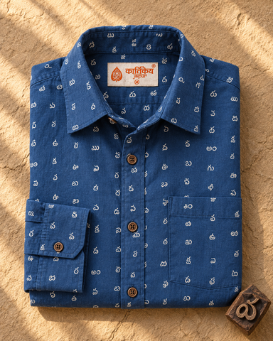 Telugu Alphabet  Print Full Sleeve Classic Organic Shirt Men