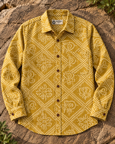 Bandhej Full Sleeves Printed Shirt For Men ( Brown Oak ) - Pre Book Dispatch by 27th Oct