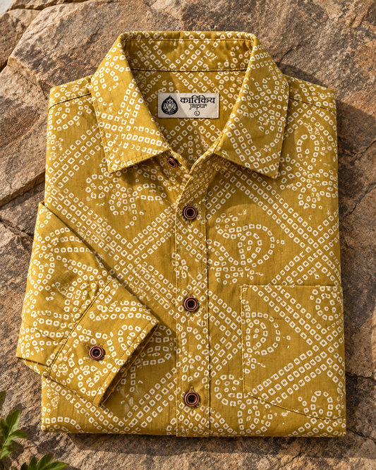 Bandhej Full Sleeves Printed Shirt For Men ( Brown Oak ) - Pre Book Dispatch by 27th Oct