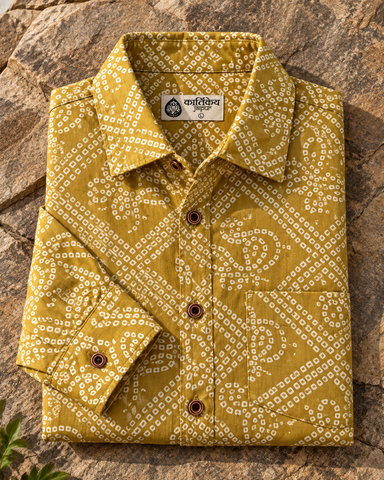 Bandhej Full Sleeves Printed Shirt For Men ( Brown Oak ) - Pre Book Dispatch by 27th Oct