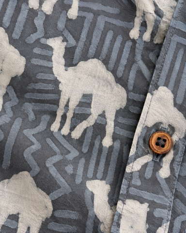 Traditional Camel Print Half Sleeve Shirt for Men