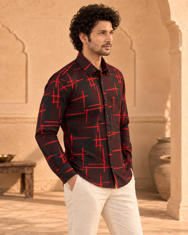 Kartikeya Jaipur Mens Printed Casual Shirt - Party Edit