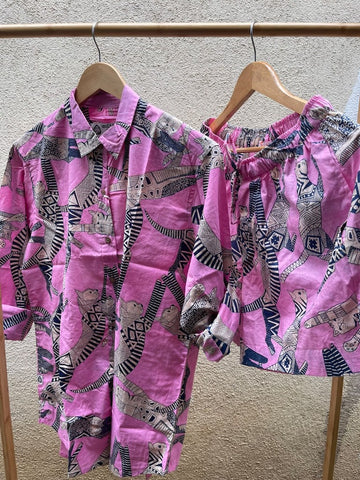 Sphynx Cat Print Cotton Co-ords Sets for  Men