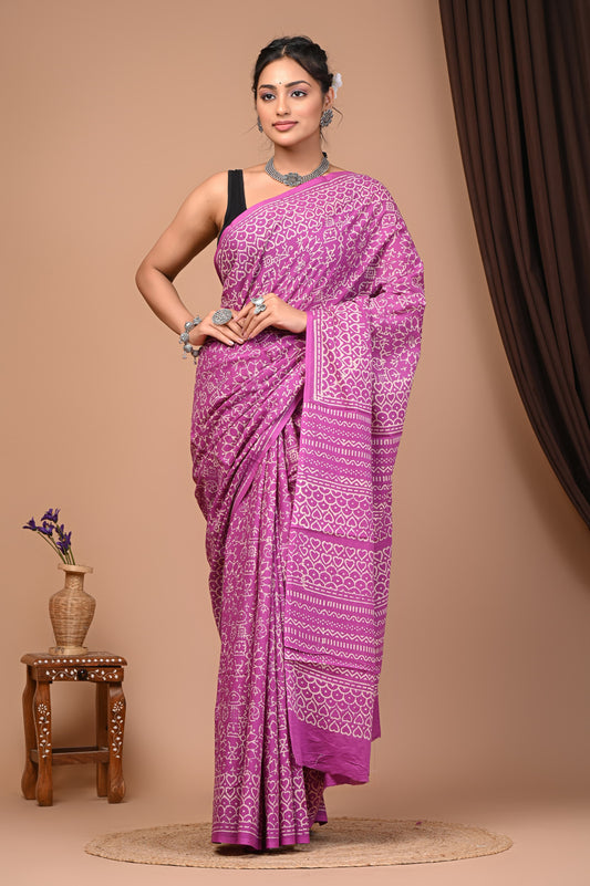 Floral Print Cotton Mulmul Sarees