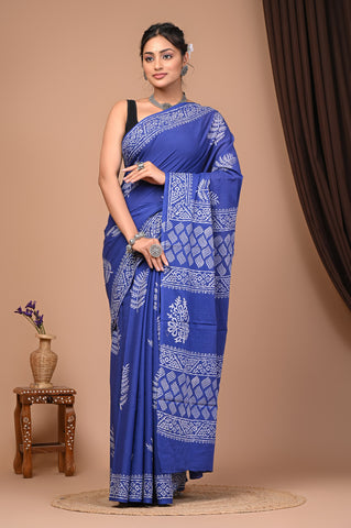 Floral Print Cotton Mulmul Sarees