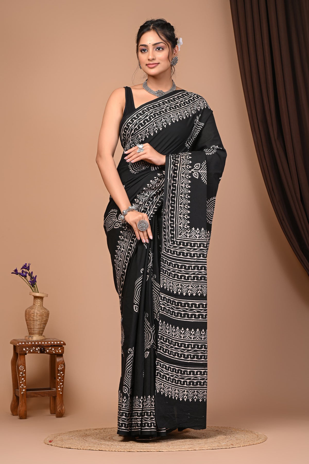 Floral Print Cotton Mulmul Sarees