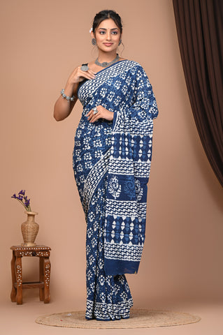 Floral Print Cotton Mulmul Sarees