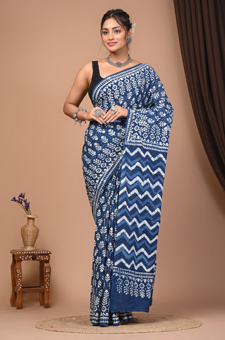 Floral Print Cotton Mulmul Sarees