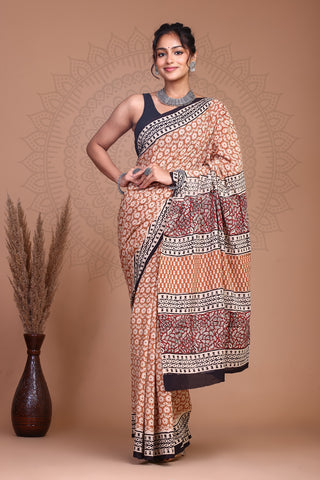 Floral Print Cotton Mulmul Sarees
