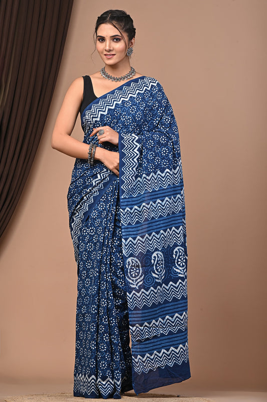 Floral Print Cotton Mulmul Sarees