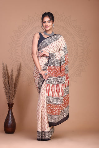 Floral Print Cotton Mulmul Sarees