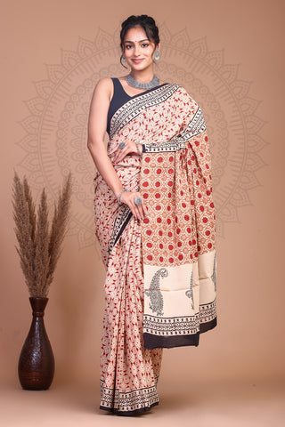 Floral Print Cotton Mulmul Sarees