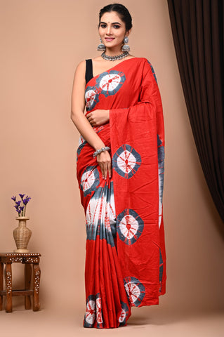 Floral Print Cotton Mulmul Sarees