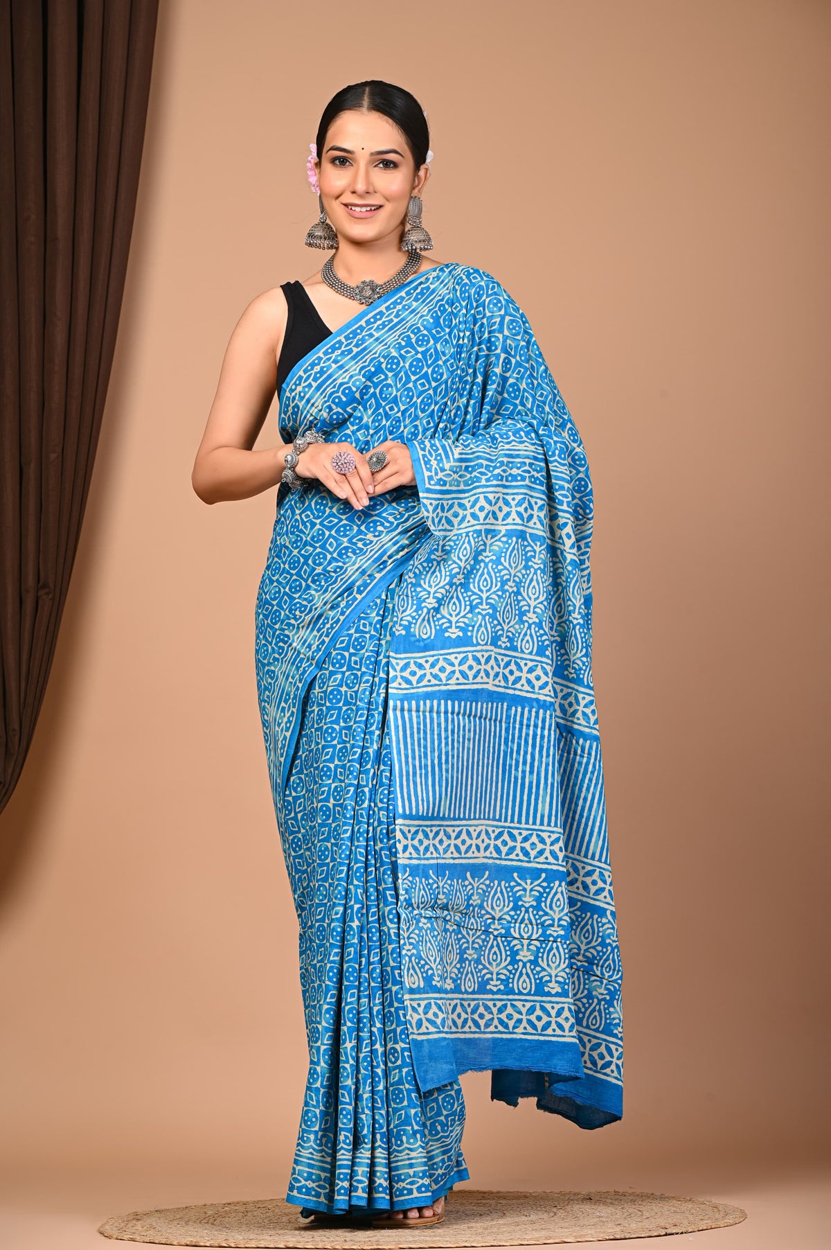 Floral Print Cotton Mulmul Sarees
