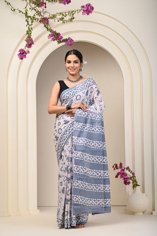 Floral Print Cotton Mulmul Sarees