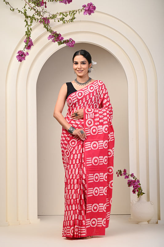 Floral Print Cotton Mulmul Sarees