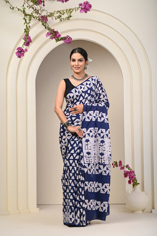 Floral Print Cotton Mulmul Sarees