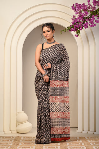 Floral Print Cotton Mulmul Sarees