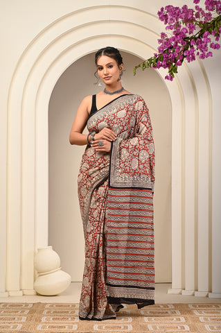 Floral Print Cotton Mulmul Sarees