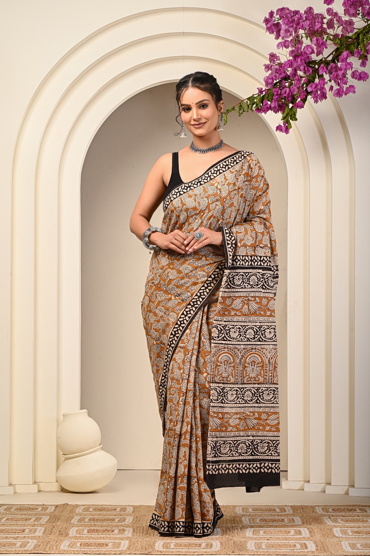 Floral Print Cotton Mulmul Sarees