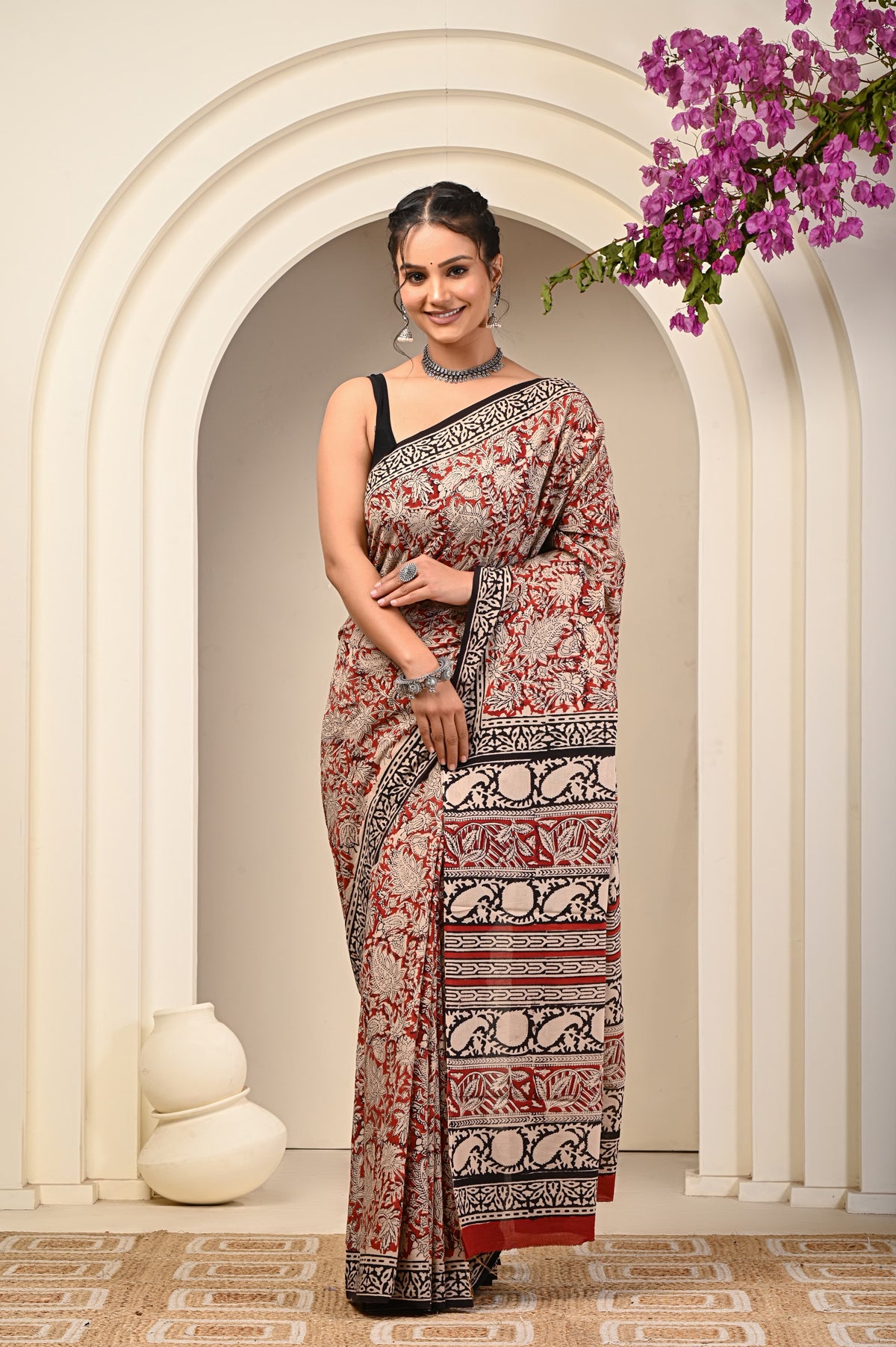 Floral Print Cotton Mulmul Sarees