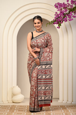 Floral Print Cotton Mulmul Sarees