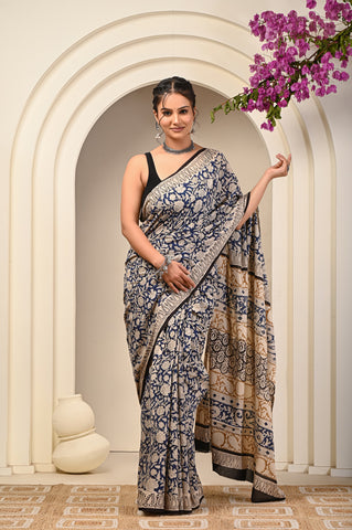 Floral Print Cotton Mulmul Sarees