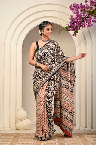 Floral Print Cotton Mulmul Sarees