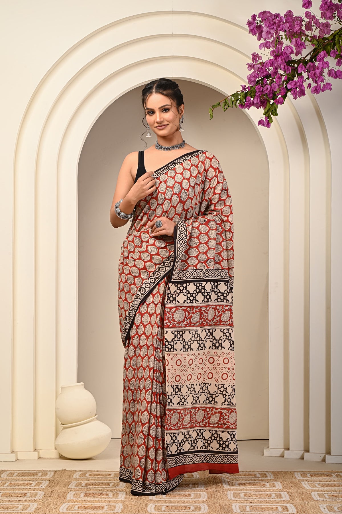 Floral Print Cotton Mulmul Sarees