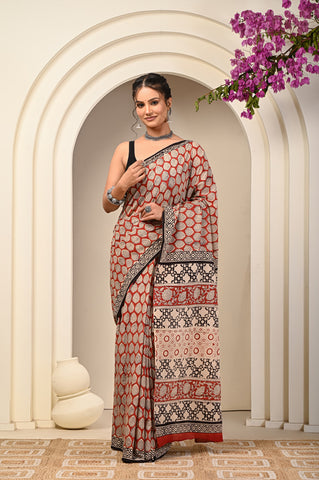 Floral Print Cotton Mulmul Sarees