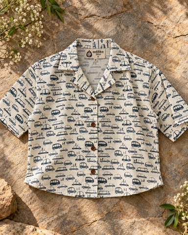 Funky Women's Car Printed Crop Shirt