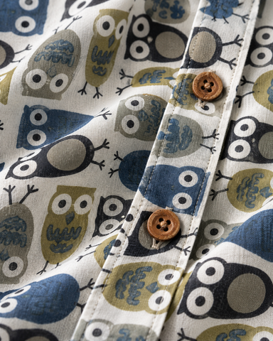 Cute Owl Print Crop Shirt for Women
