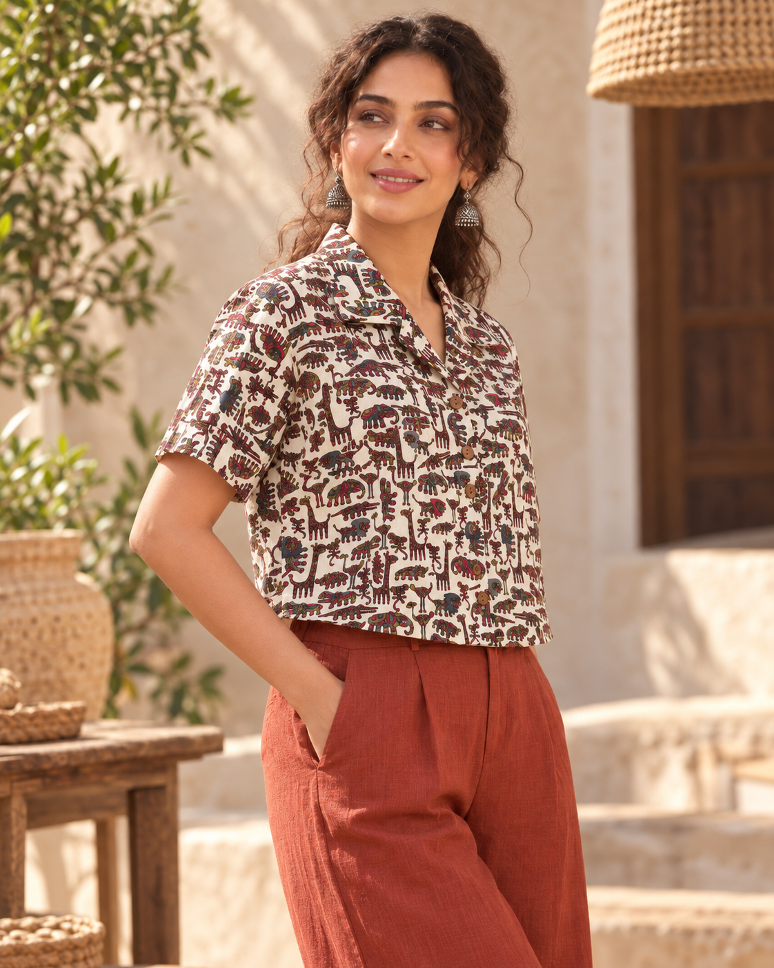 Animal Print Cotton Shirt for Women