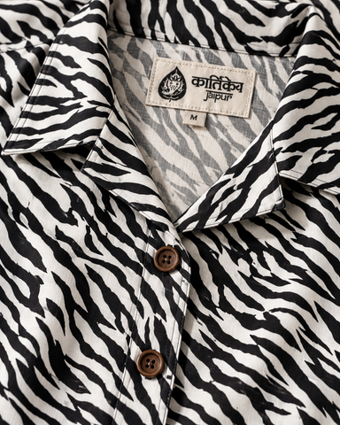 Black Leopard Crop Shirt for Women