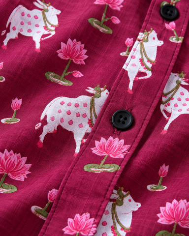 Womens Pichwai Cow Print Cotton Full Sleeves Shirt
