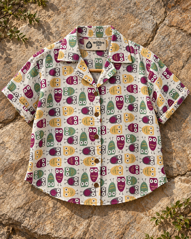 Quirky Vintage Animal Print Crop Shirt for Women