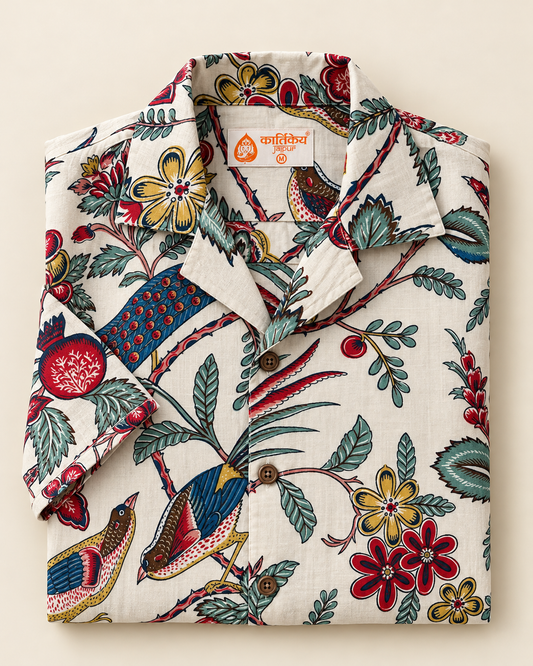 Jungle Print Cuban Collar Shirt for Men