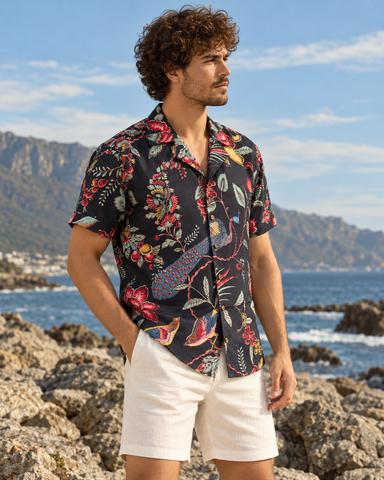 Jungle Print Cuban Collar Shirt for Men ( Limited Edition )