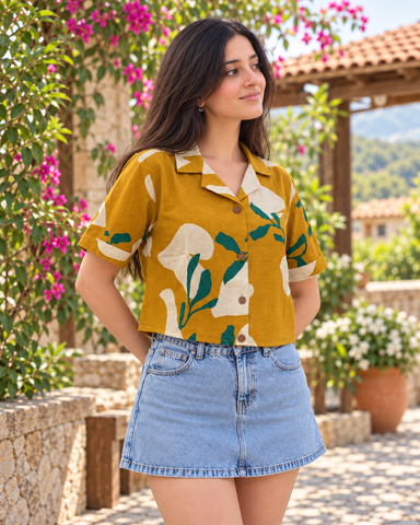 Kartikeya Jaipur Vintage Cropped Shirt for Women