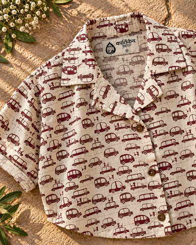 Funky Women's Car Print Vintage Shirt