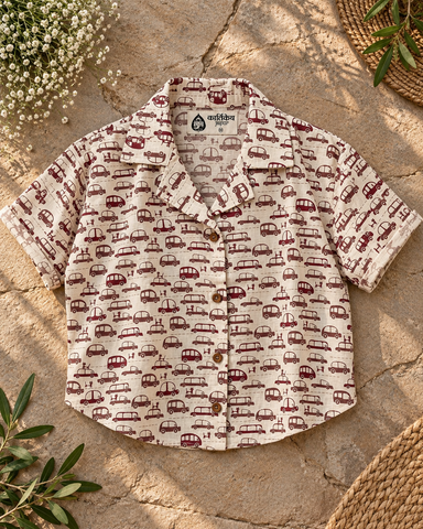 Funky Women's Car Print Vintage Shirt