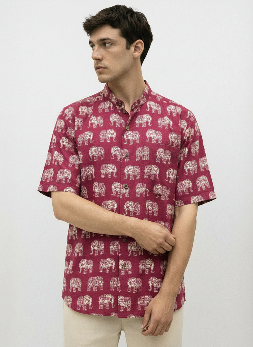 Kartikeya Jaipur  Elephant Print Cotton Shirt For Mens